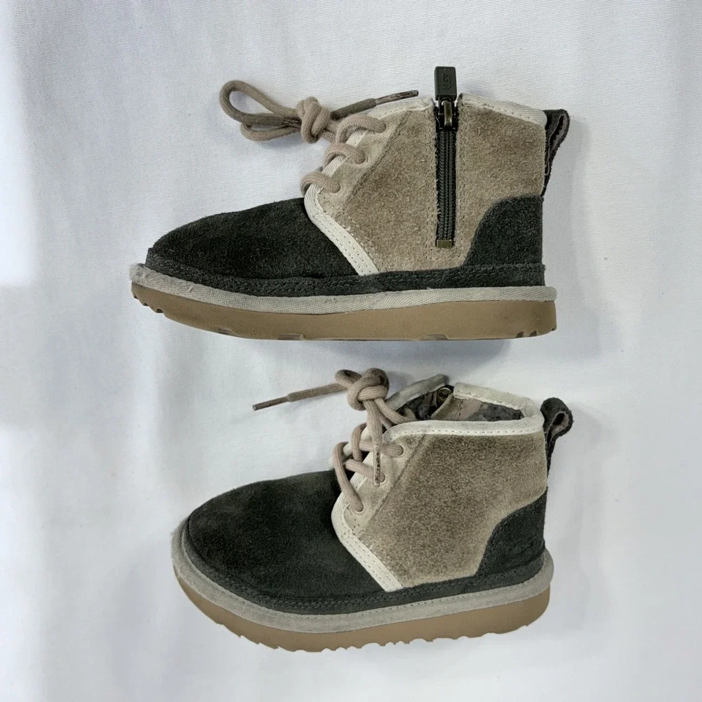 UGG Kids Neumel II Water Resistant Chukka Boots Green Tan Suede 1017320T Size 10